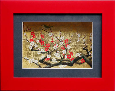 画像: 和風カード　うぐいすに紅白の梅